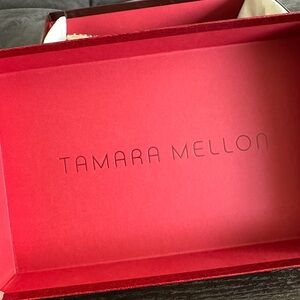 Tamara Mellon Grace Flats in Burgundy Elaphe (Snakeskin) Leather
Size 37, US 7